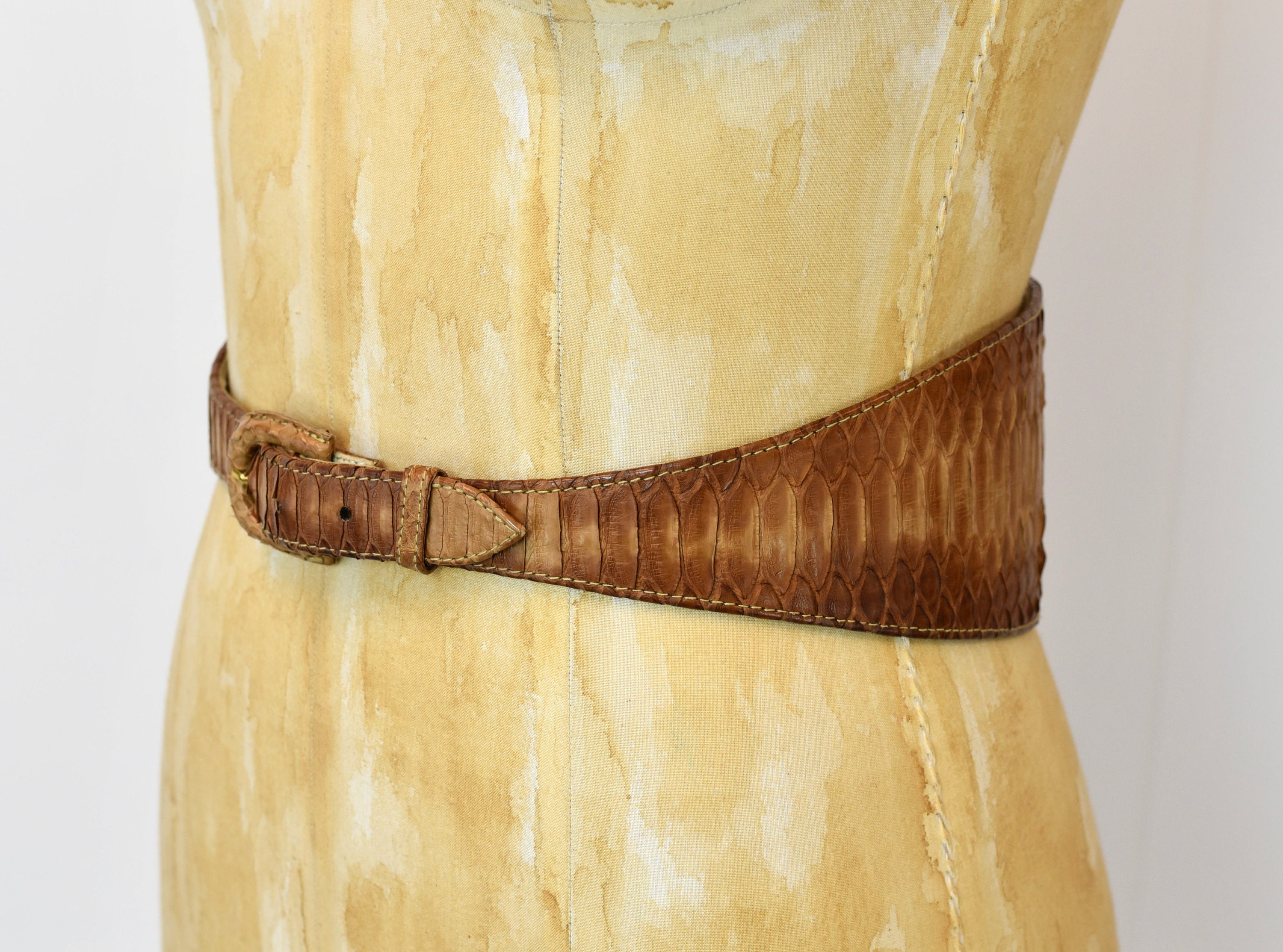 1980s/1990s Brown Python Snakeskin J Lynch Wide Statement  display picture 1