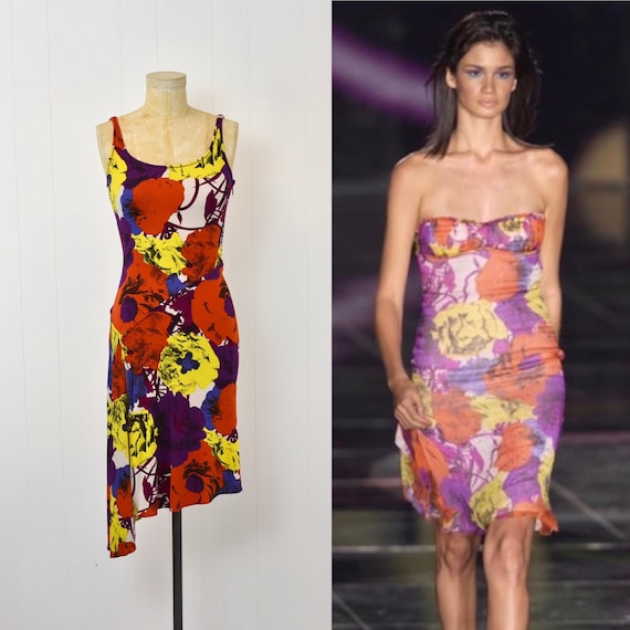 RARE S/S 2002 Versace Pop Art Colorful Floral Pri… - image 1