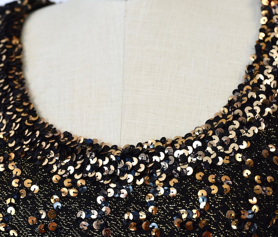 1960s Lilli Diamond Gold Black Sequin Metallic Bo… - image 9