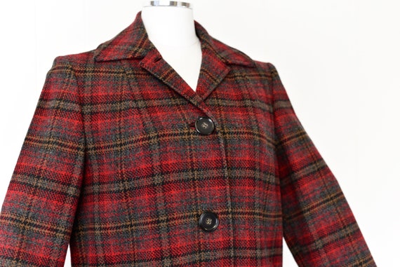 1950s Pendleton Red Black Classic Plaid Coat Jack… - image 2