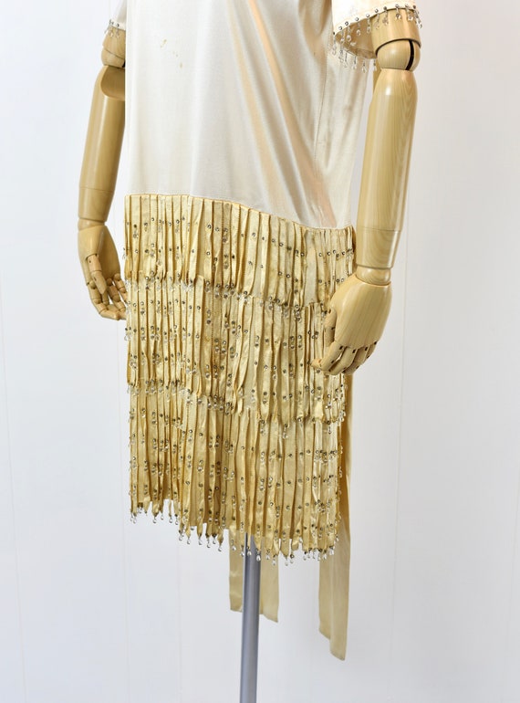 1920s Beaded Fringe Rhinestone Flapper Dress - image 5