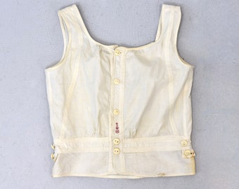 Antique 1910s/1920s Edwardian H&W Company White Cotton Brassiere Camisole Corset Cover Tank Top Blouse