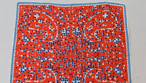 Vintage Vera Neumann Paisley Geometric Red White … - image 2