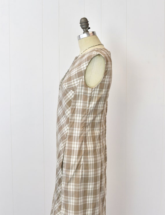 1960s Plaid Light Brown Mod Shift Scooter Dress - image 5