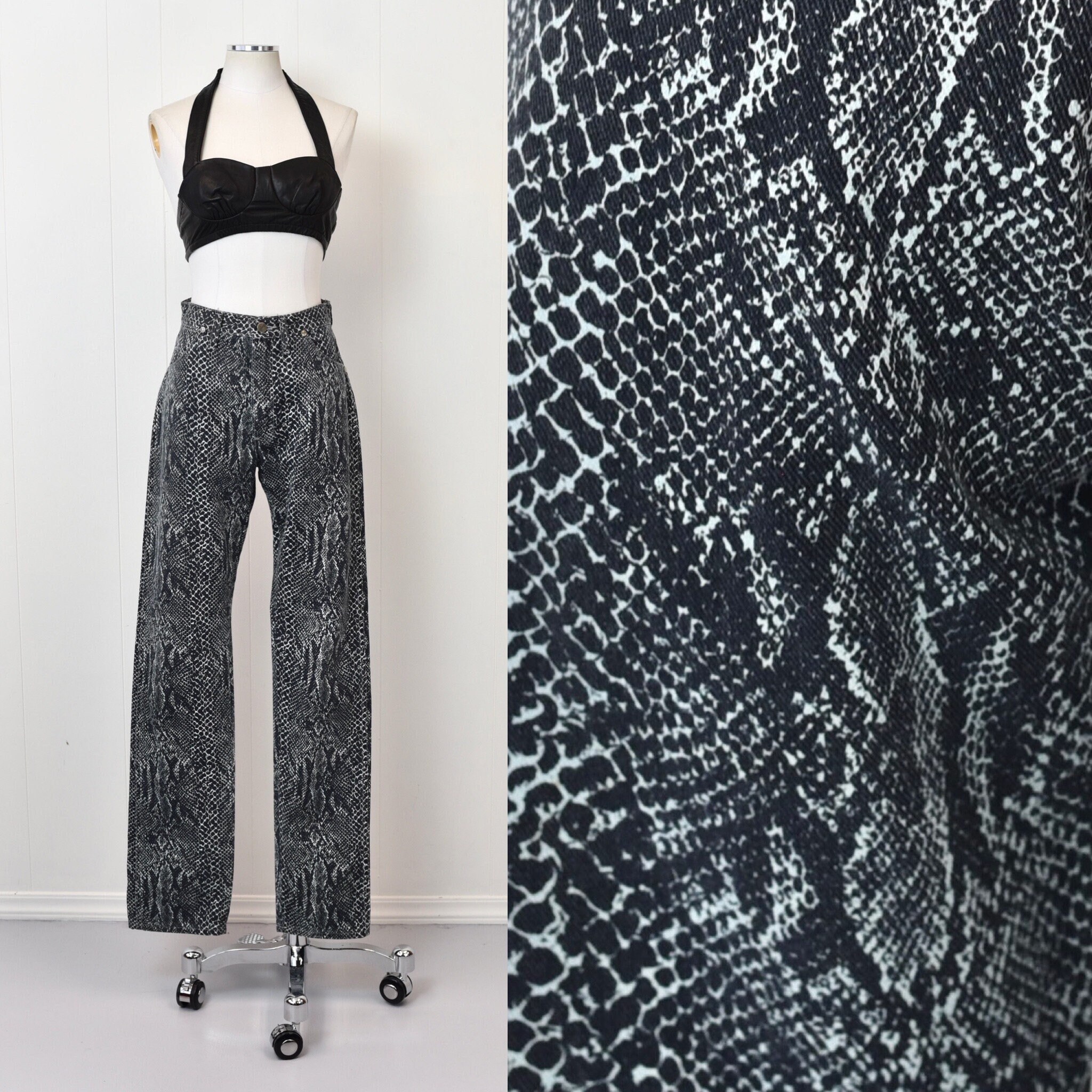 1980s/1990s Wrangler Snakeskin Reptile Print Gray Black 1980s/1990s Wrangler Snakeskin Reptile Print Gray Black