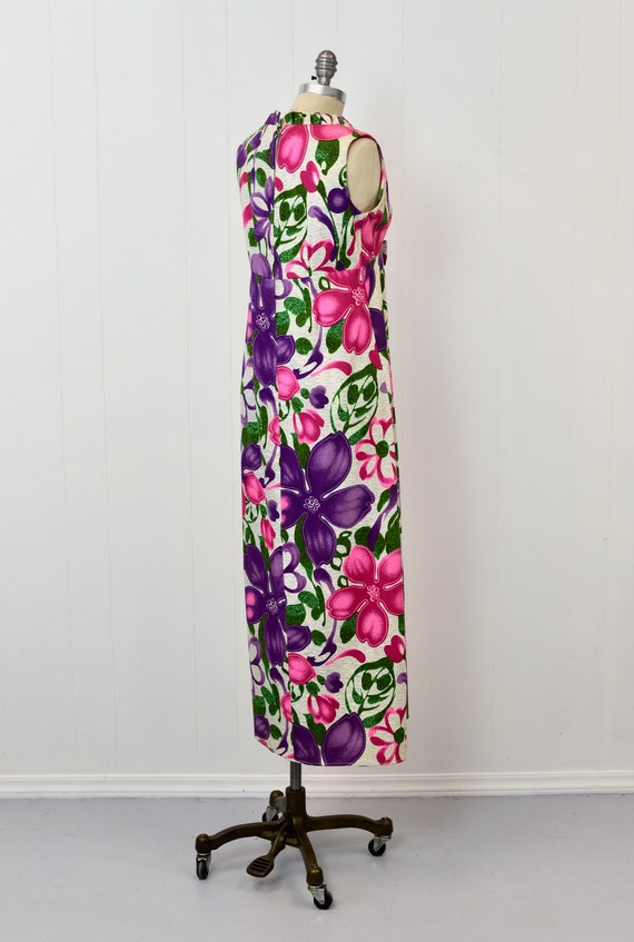 1960s Hawaiian Floral Print Purple Pink Aloha Tik… - image 7