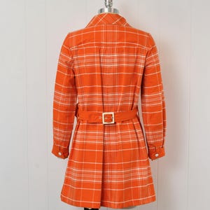1970s Courreges Hyperbole Orange White Plaid Cotton Coat Jacket Dress image 11