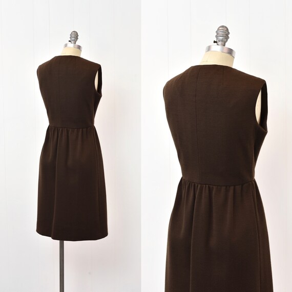 1960s Geoffrey Beene Chocolate Brown Wool Dress - image 6