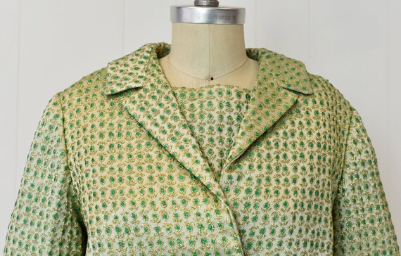 1960s Gold & Green Metallic Brocade Arbe Three Pi… - image 3