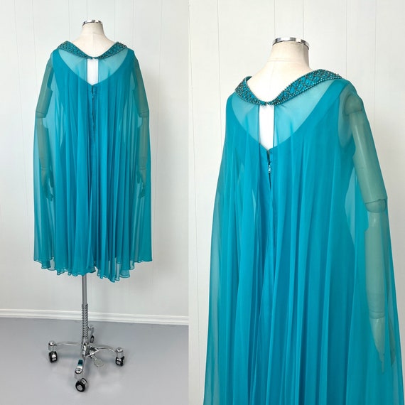 1950s/1960s Turquoise Blue Wiggle Cocktail Dress … - image 5