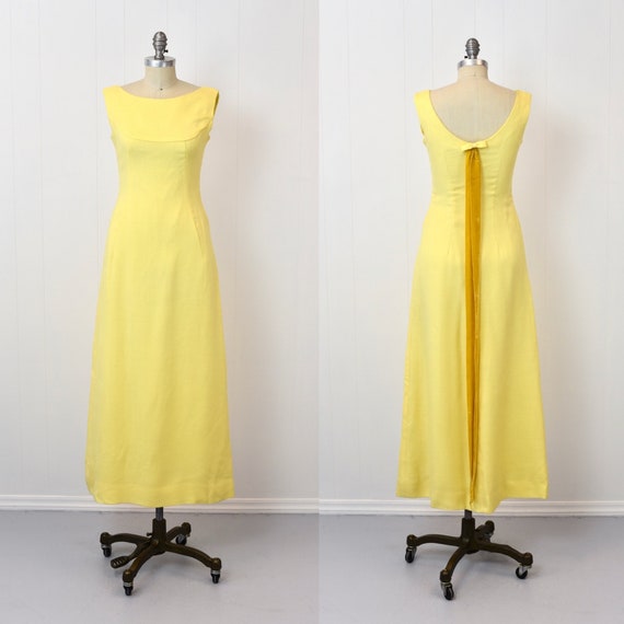1960s Lorrie Deb Yellow Maxi Dress Gown - image 1