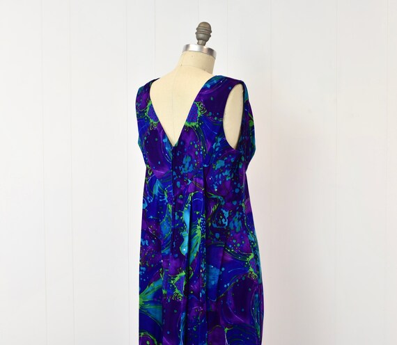 1970s Hawaiian Floral Print Purple Blue Liberty H… - image 9