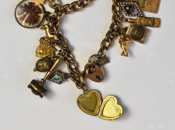 RARE 1940s Gold Sweetheart Charm Bracelet - image 6