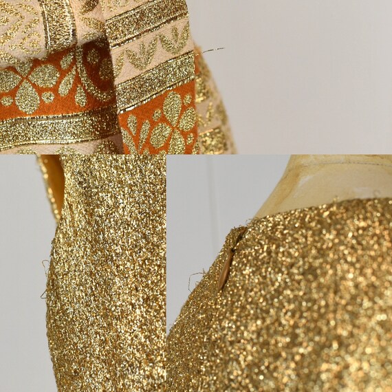 1960s Gold Metallic Brocade Party Gown Maxi Dress - image 10