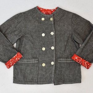 NOS 1960s/1970s Gray Bandana Print Interior Button Up Children Junior Jacket