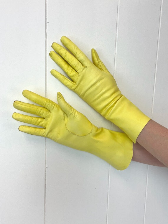 1950s/1960s Lemon Yellow Kid Leather Mid Century G