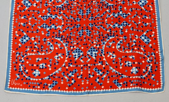 Vintage Vera Neumann Paisley Geometric Red White … - image 3