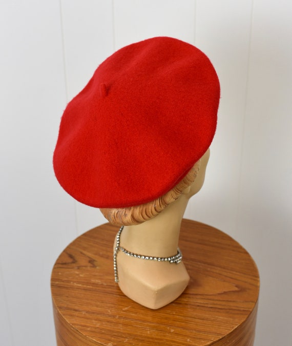 1980s Red Wool Normandy Ultrabasque Beret Hat - image 9