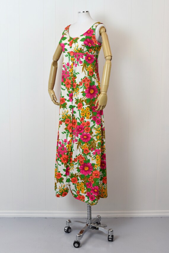 1960s/1970s Bright Floral Maxi Dress - image 4
