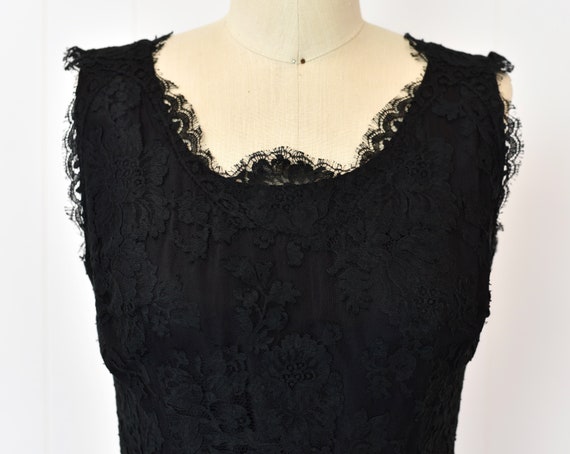 1950s Black Chantilly Lace Floral Goth Pinup Part… - image 3