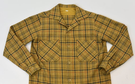 1950s Plaid Brown Classic Wool Long Sleeve Rockab… - image 2