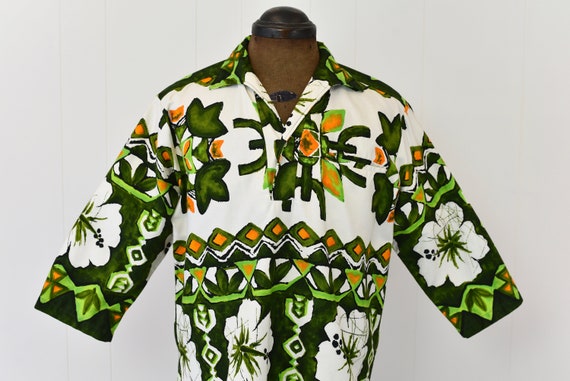 1960s Green & Orange Hawaiian Shirt - image 2