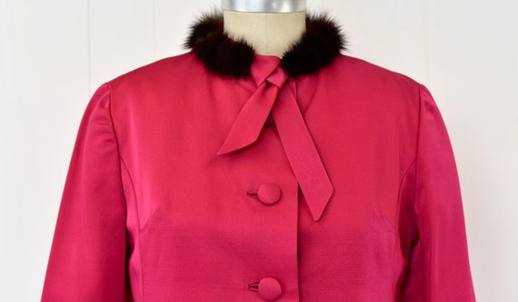 1960s Raspberry Pink Magenta Mink Fur Collar Mid … - image 3