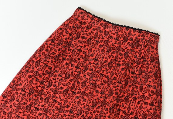 1960s Red Lanz Austrian Novelty Print Skirt - image 5