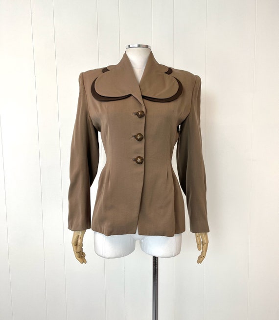 1940s/1950s Lilli Ann Brown Taupe Jacket Blazer S… - image 1