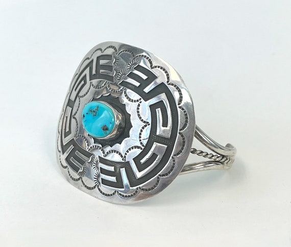 1960s/1970s Turquoise Sterling Silver Concho Nati… - image 2