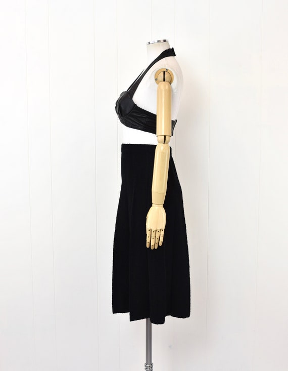 1980s Adolfo Saks Fifth Avenue Black Wool Pleated… - image 5