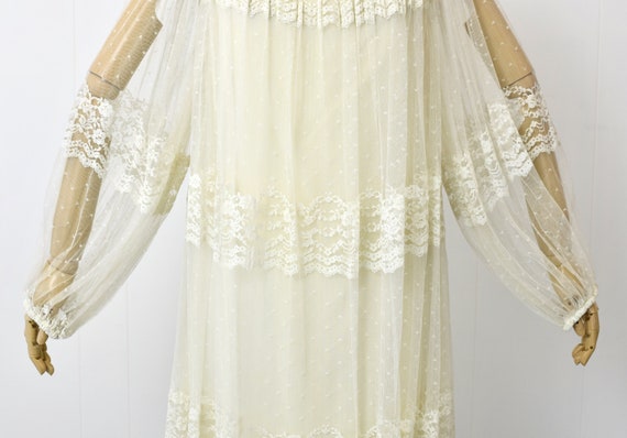 1970s Designer White Floral Tulle Dress Marita by… - image 4