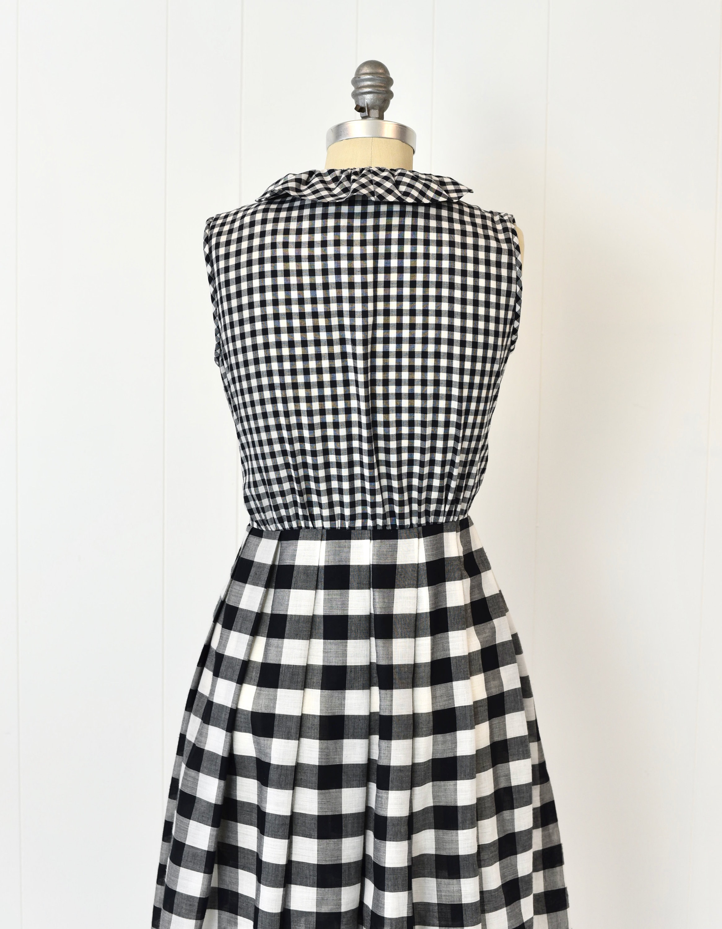 60's black and white checkered dress 1950s/1960s & Plaid Gingham Print Ruffled Pinup Day LOL Surprise DIY Birthday while the black and Size:Large 6/8 All In Stock