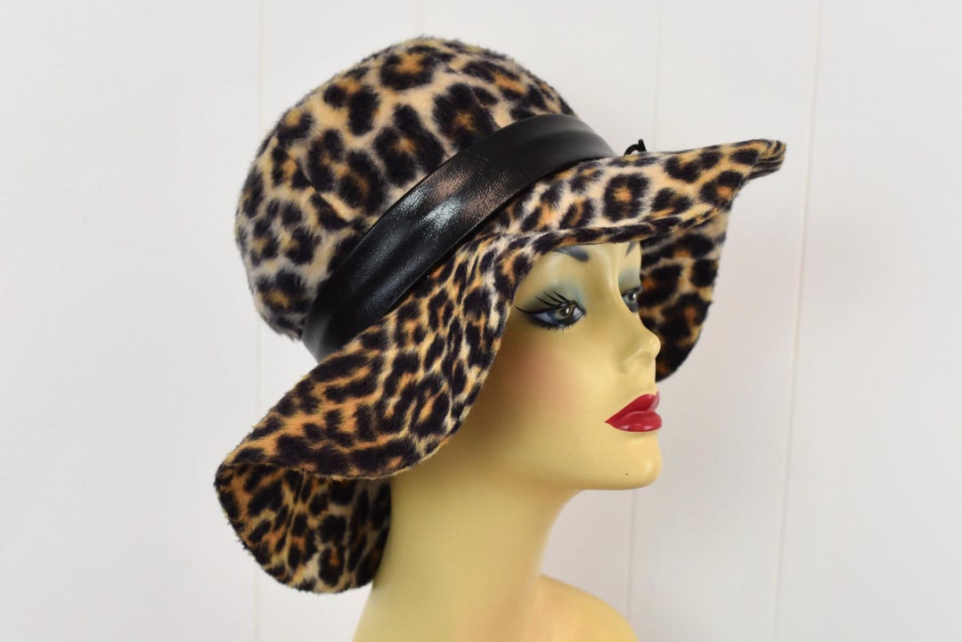 1960s Leopard Print Faux Fur Black Vinyl Lace up Band Mr. Sal