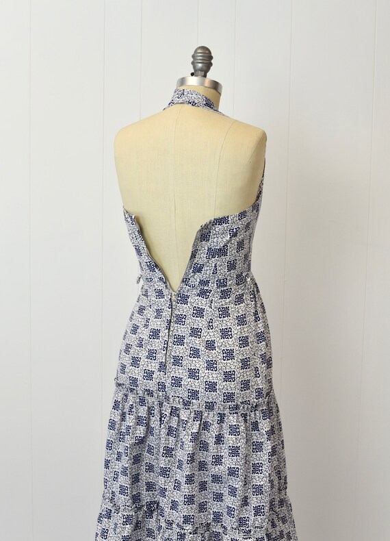 1950s Blue & White Halter Pinup Petite Day Dress - image 8