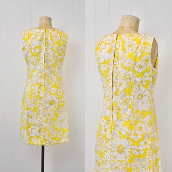 1960s Serbin of Florida Yellow White Floral Print… - image 8