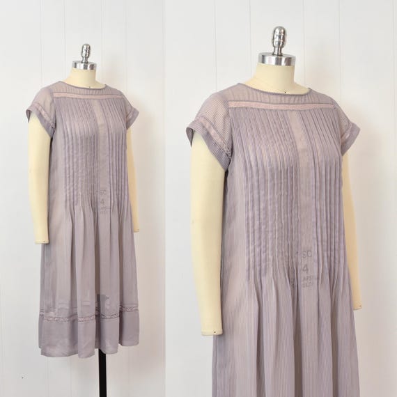 1980s does 1920s Albert Nipon Purple Striped Shee… - image 5