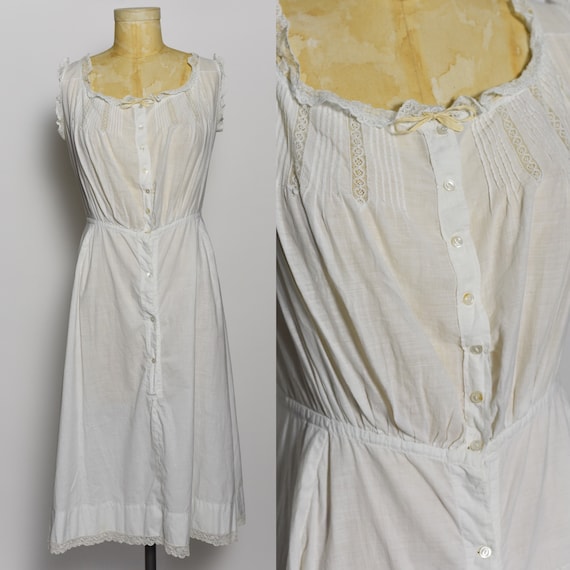 Antique Edwardian 1900's White Cotton Dress/Underd