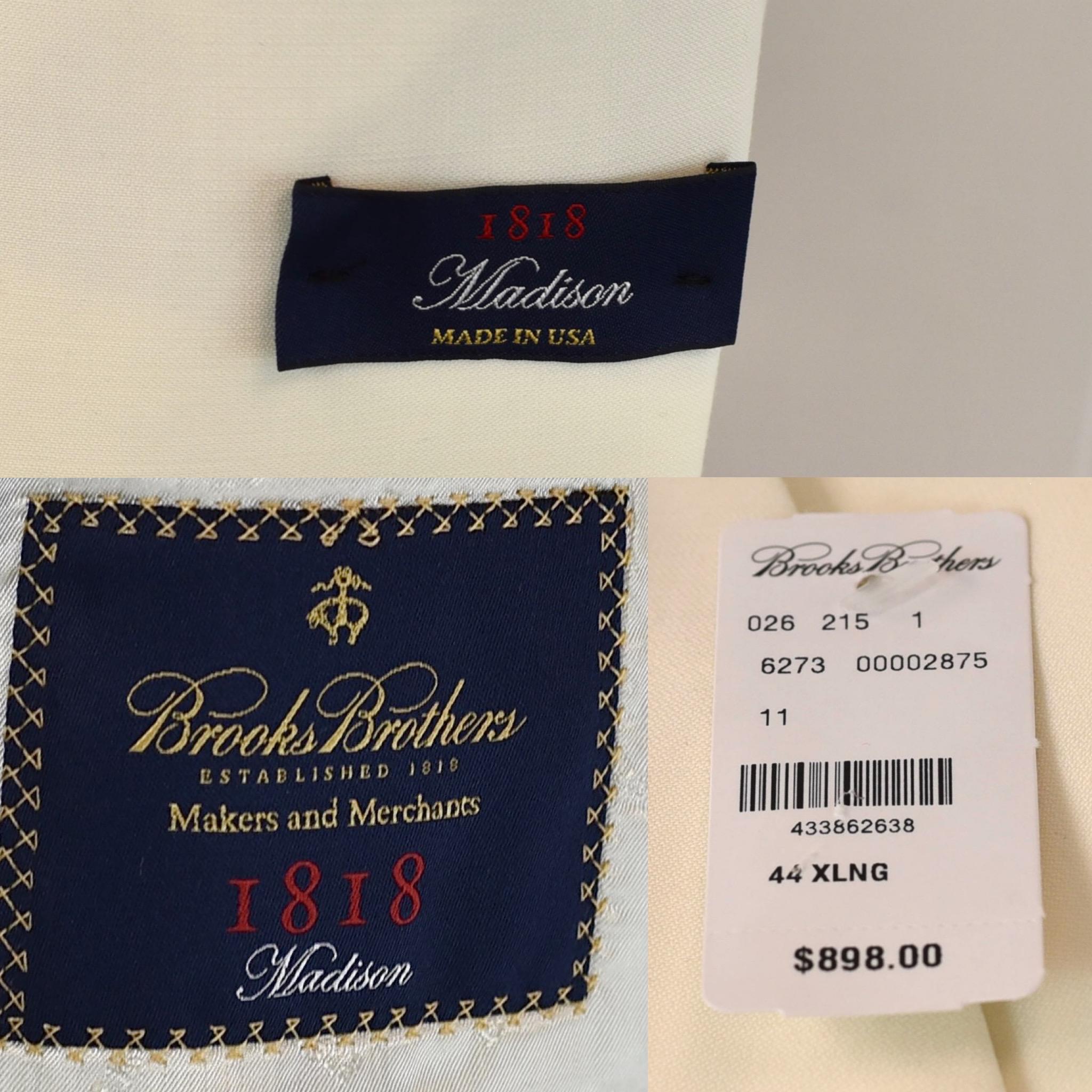 NOS Brooks Brothers 1818 Makers and Merchants Label White Wool