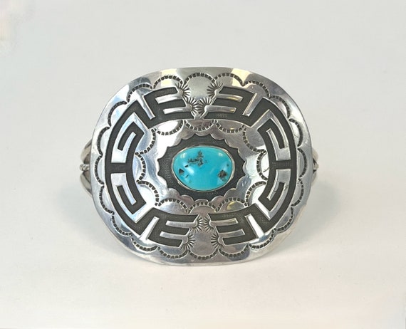 1960s/1970s Turquoise Sterling Silver Concho Nati… - image 1