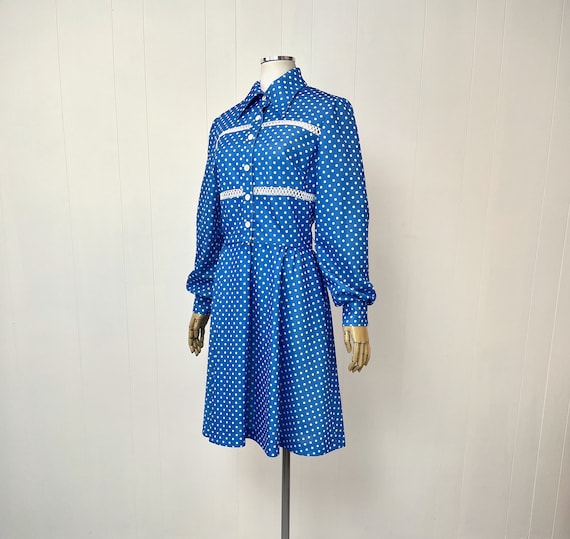 1970s Blue & White Polka Dot Cut Out Melissa Lane… - image 4