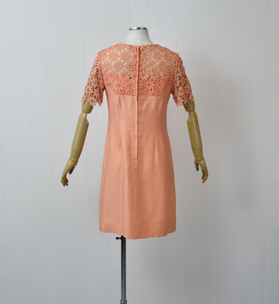 1960s Melon Floral Lace Mod Dress - image 6
