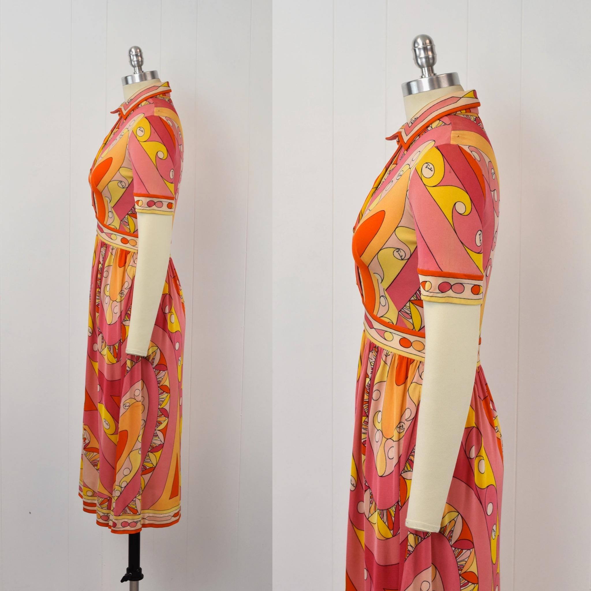 EMILIO PUCCI チュニック ピンク オレンジ 1960s Emilio Pucci Pink Orange Psychedelic Printed Silk Short