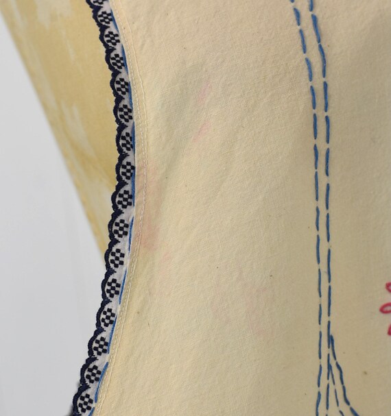 Antique Floral Embroidery Linen Apron Dress - image 14