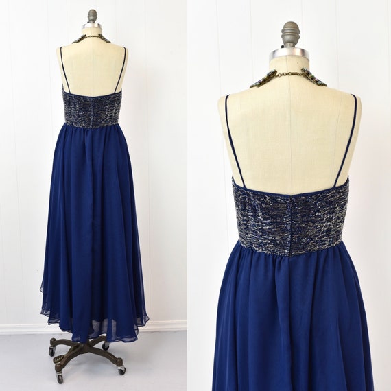 1960s Victoria Royal Midnight Navy Blue Beaded Ch… - image 7