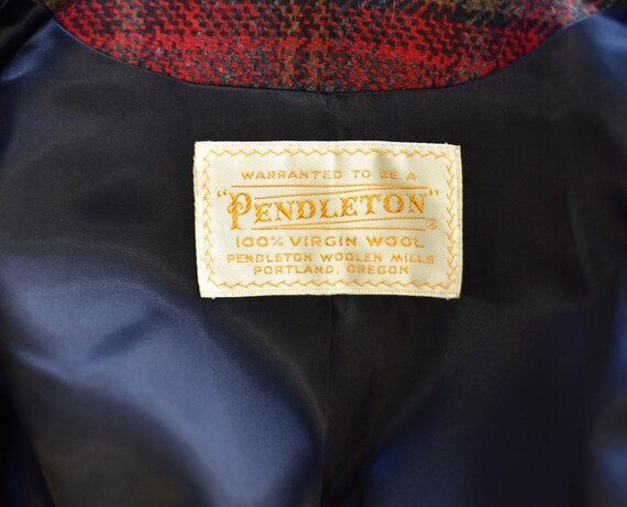 1950s Pendleton Red Black Classic Plaid Coat Jack… - image 5