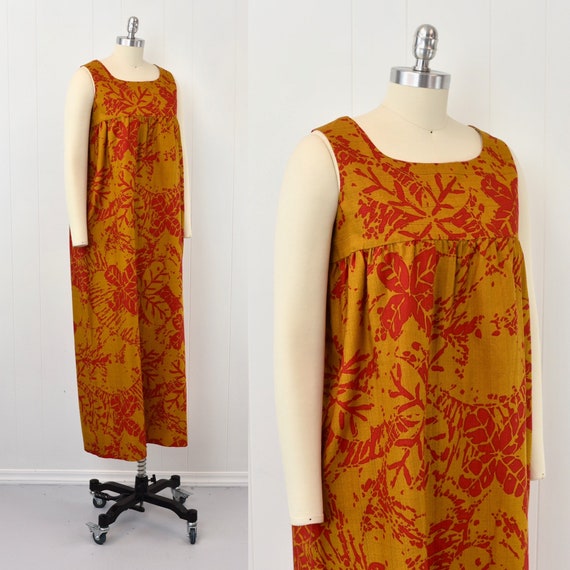 1960s/1970s Hawaiian Brown Mustard Red Floral Lea… - image 8