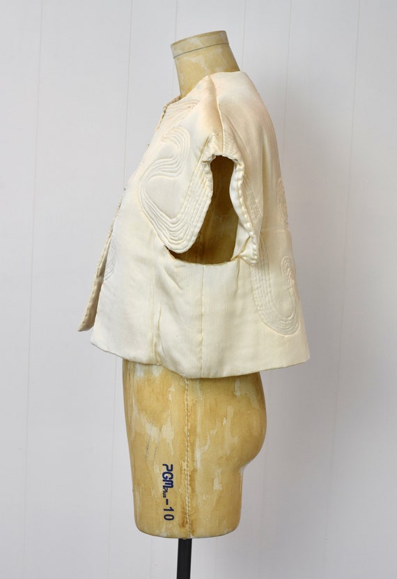 1970s Ronald Amey Couture Ivory Off White Silk Em… - image 4
