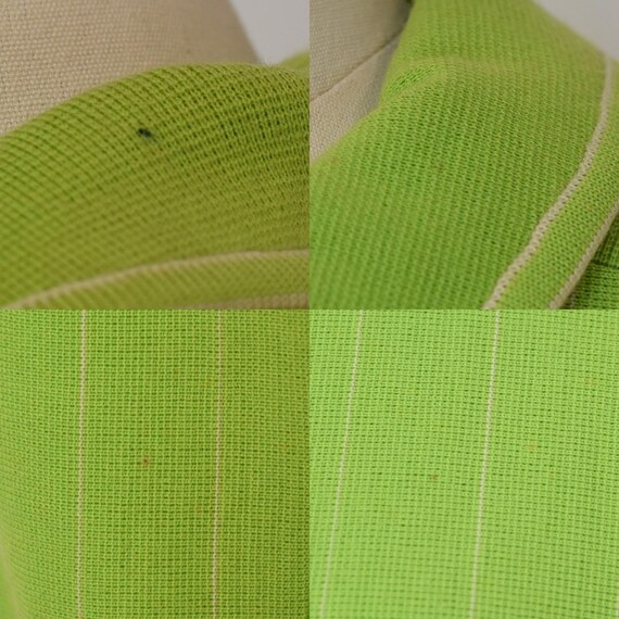 1960s/1970s Lime Green White Striped Wool Blouse … - image 8