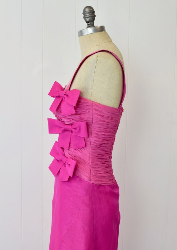 1980s Louis Feraud Pink Bow Party Dress Gown - image 5